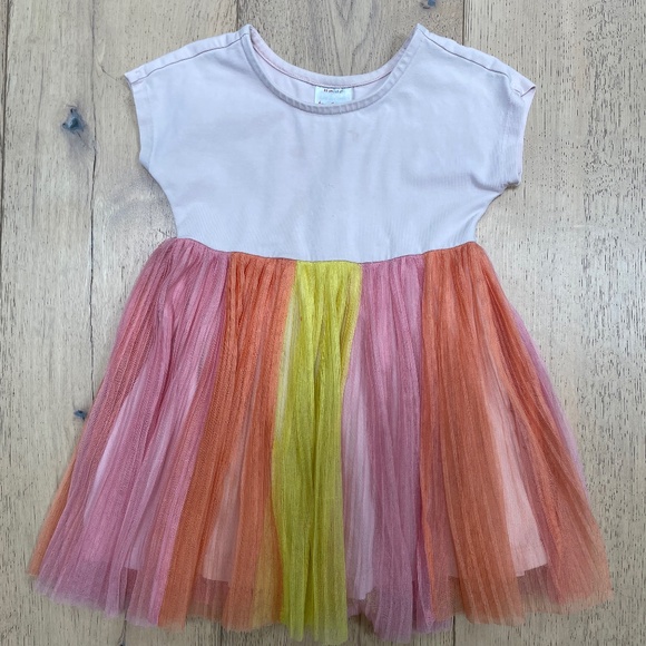 Hanna Andersson Short Sleeve Rainbow Tulle Dress - Picture 1 of 3
